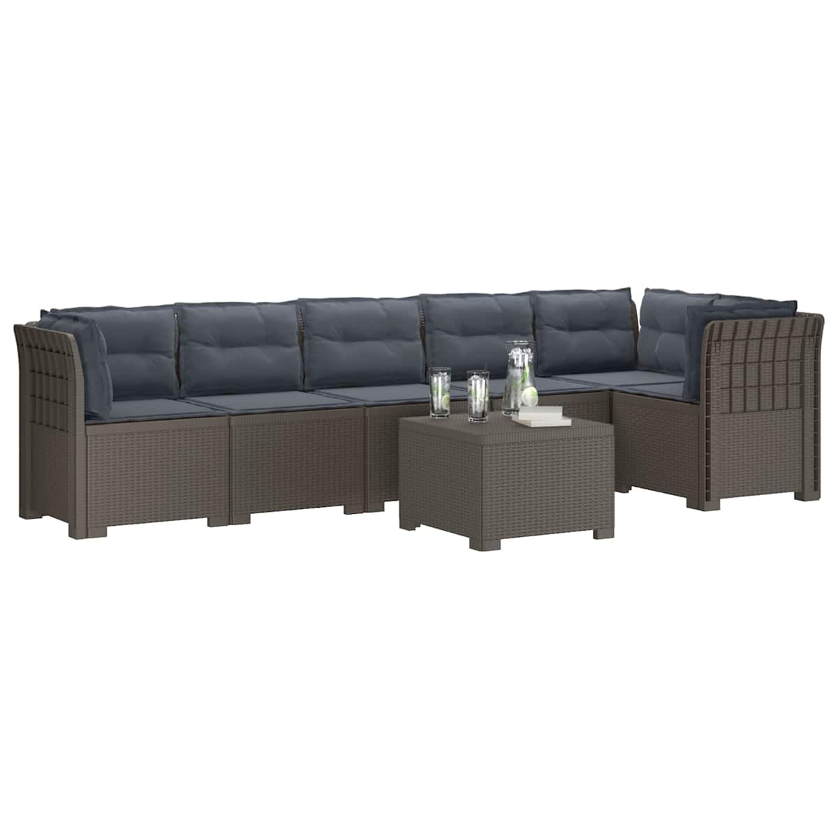 6-personers Have Sofa med Puder Rattan Look PP - Billede 3