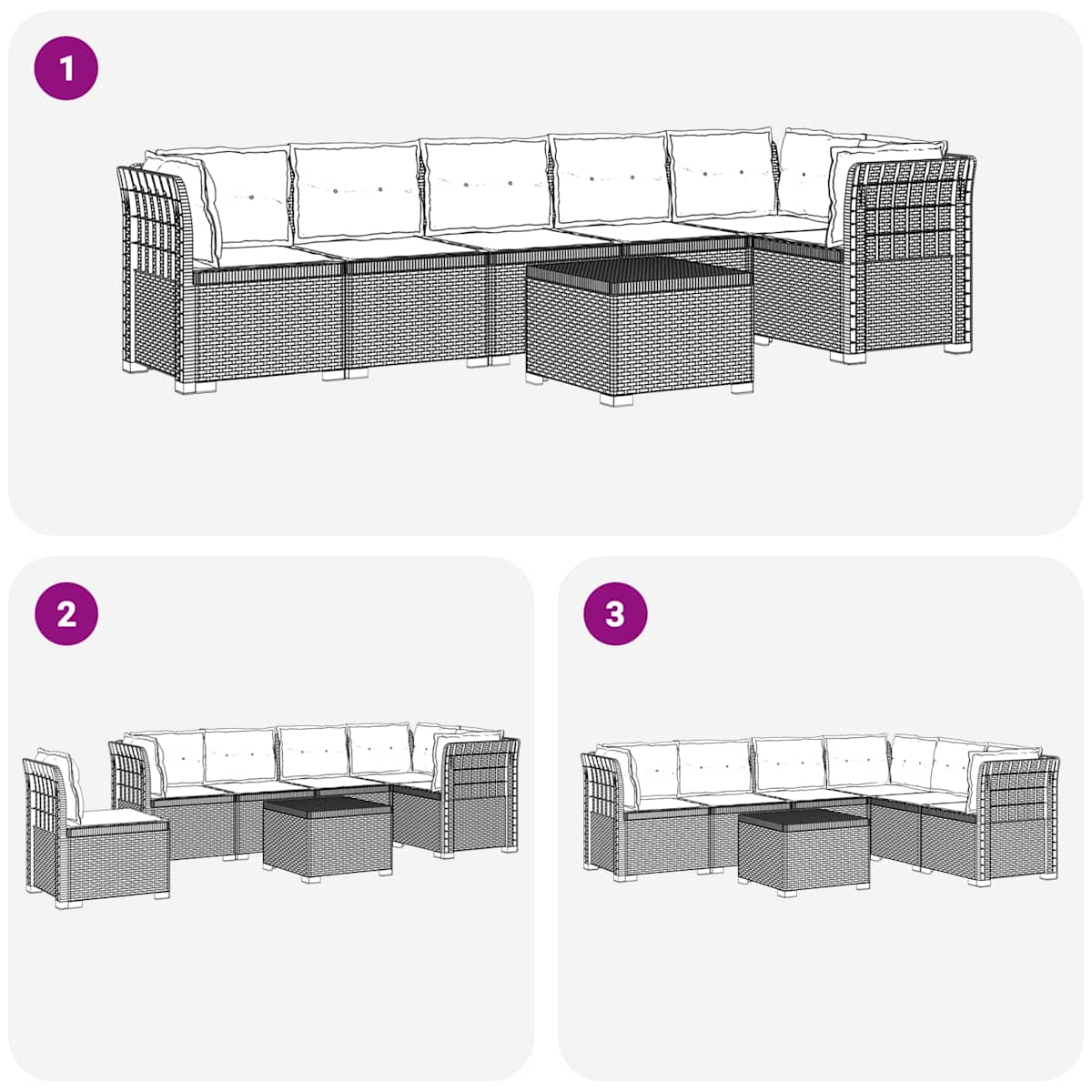 6-personers Have Sofa med Puder Rattan Look PP - Billede 8