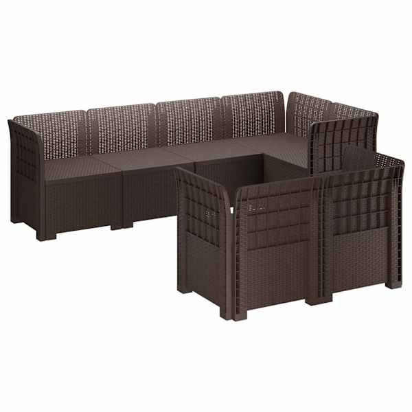 vidaXL 7-Kohaline Aia Sofa Rattan V&auml;limus PP Pruun