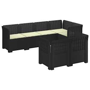 vidaXL 7-Kohaline Aia Sofa Padi Rattan V&auml;limus PP Antratsiit