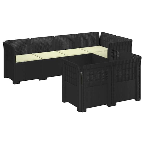 vidaXL 7-Kohaline Aia Sofa Padi Rattan V&auml;limus PP Antratsiit