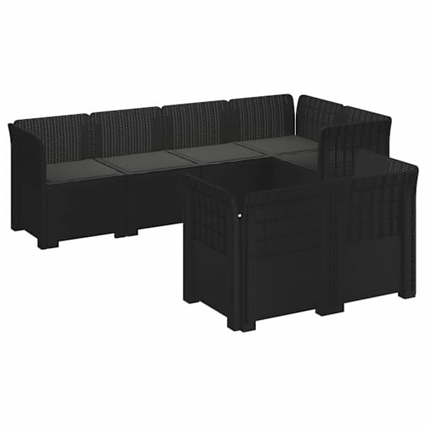 vidaXL 7-Kohaline Aia Sofa Padi Rattan V&auml;limus PP Antratsiit