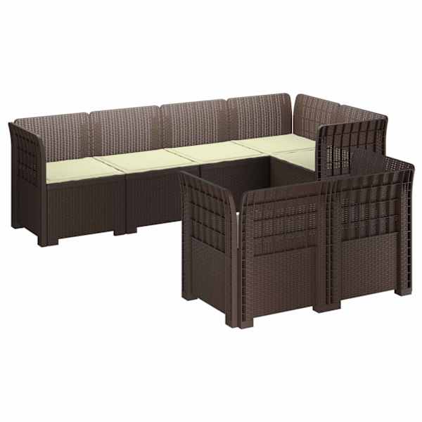 vidaXL 7-Kohaline Aia Sofa Padi Rattan V&auml;limus PP Pruun