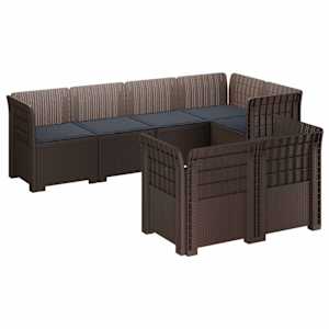 vidaXL 7-Kohaline Aia Sofa Padi Rattan V&auml;limus PP Pruun