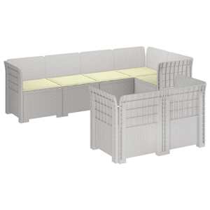 vidaXL 7-Kohaline Aia Sofa Padi Rattan V&auml;limus PP Valge