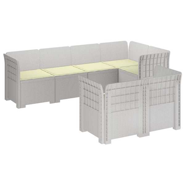 vidaXL 7-Kohaline Aia Sofa Padi Rattan V&auml;limus PP Valge