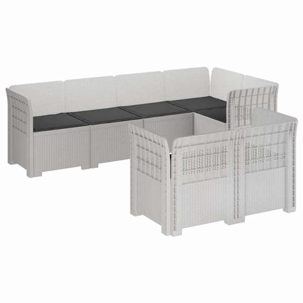 vidaXL 7-Kohaline Aia Sofa Padi Rattan V&auml;limus PP Valge