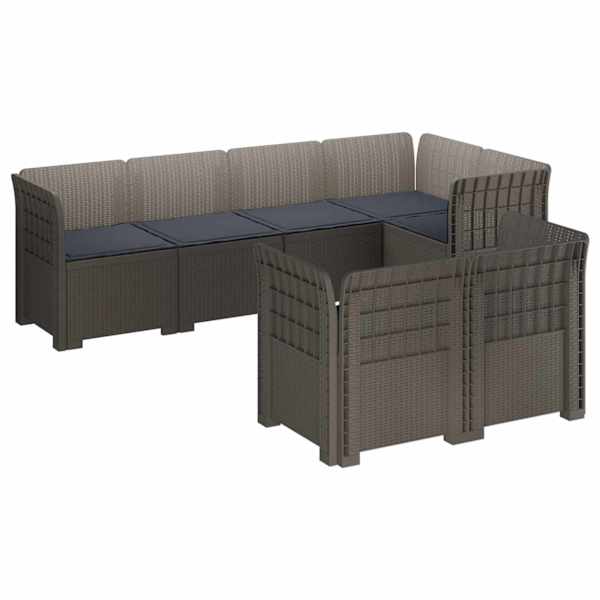 vidaXL 7-Kohaline Aia Sofa Padi Rattan V&auml;limus PP Helehall
