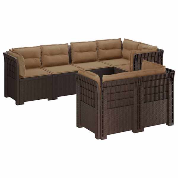 vidaXL 7-Kohaline Aia Sofa Padi Rattan V&auml;limus PP Pruun