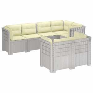 vidaXL 7-Kohaline Aia Sofa Padi Rattan V&auml;limus PP Valge