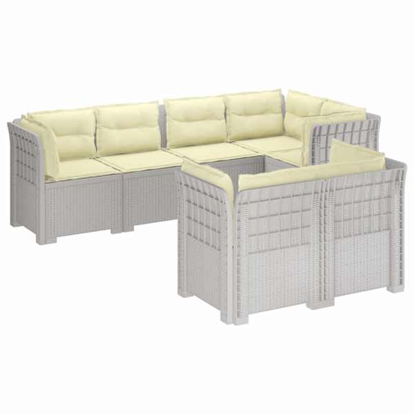 vidaXL 7-Kohaline Aia Sofa Padi Rattan V&auml;limus PP Valge