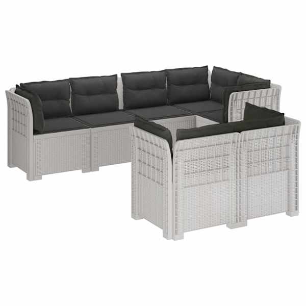 vidaXL 7-Kohaline Aia Sofa Padi Rattan V&auml;limus PP Valge