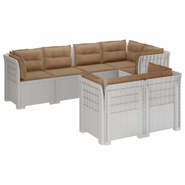 vidaXL 7-Kohaline Aia Sofa Padi Rattan V&auml;limus PP Valge