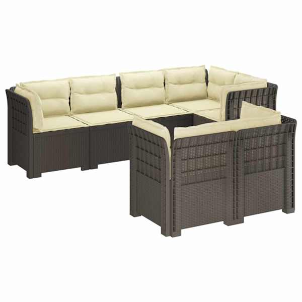 vidaXL 7-Kohaline Aia Sofa Padi Rattan V&auml;limus PP Helehall