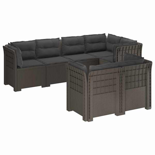 vidaXL 7-Kohaline Aia Sofa Padi Rattan V&auml;limus PP Helehall