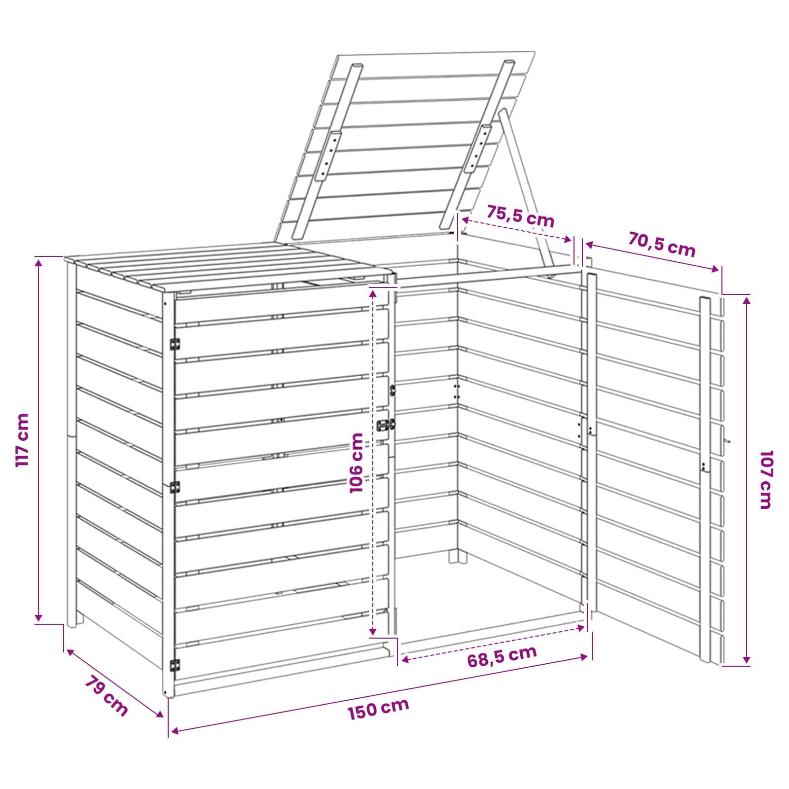 Containerombouw voor 2 bakken 240 L Geïmpregneerd grenenhout image 8