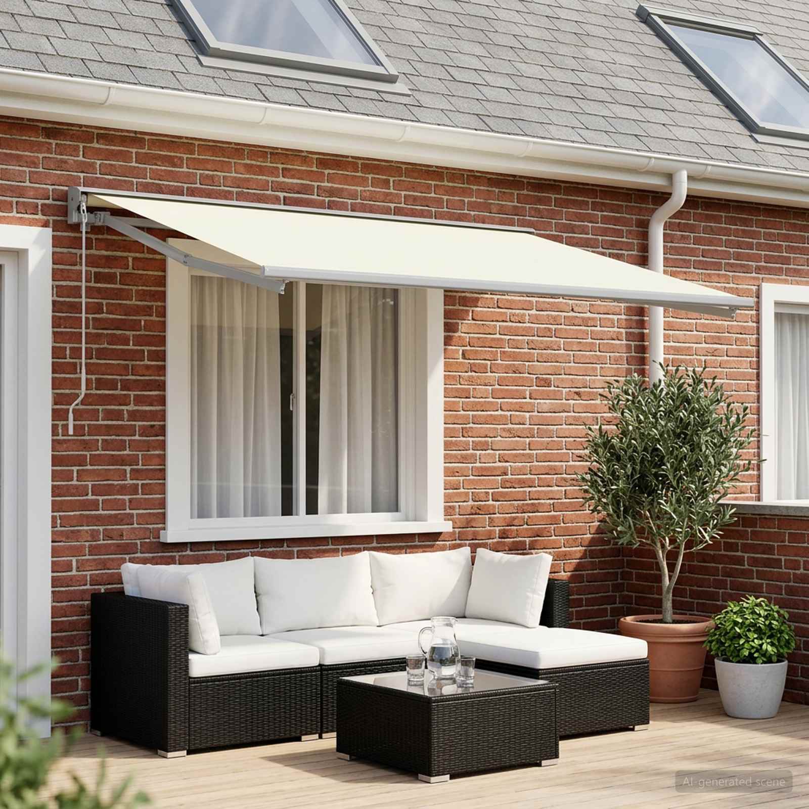 vidaXL Reservedug til markise Cremefarvet 600 × 350 cm Polyester