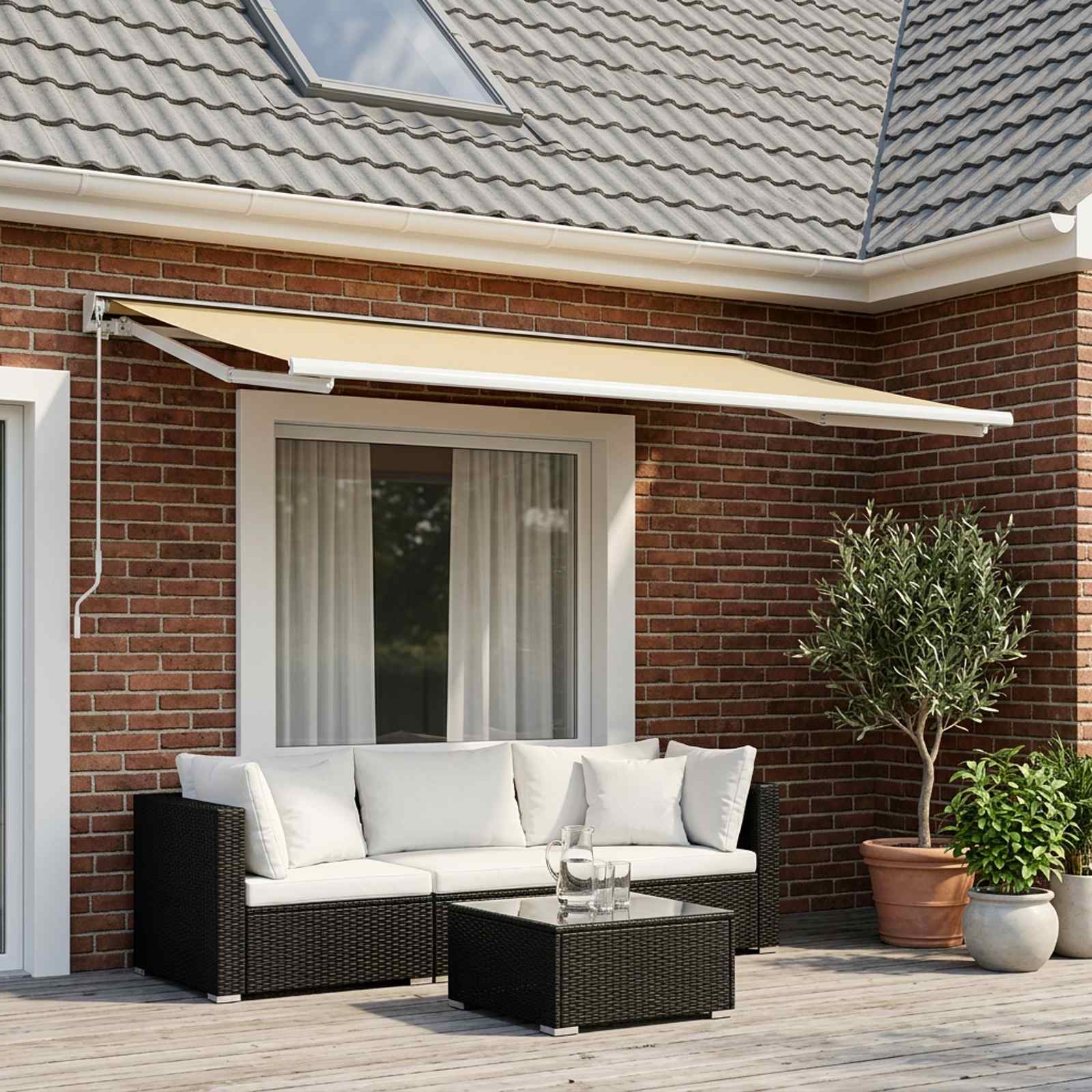 vidaXL Reservedug til markise Cremefarvet 500 × 300 cm Polyester