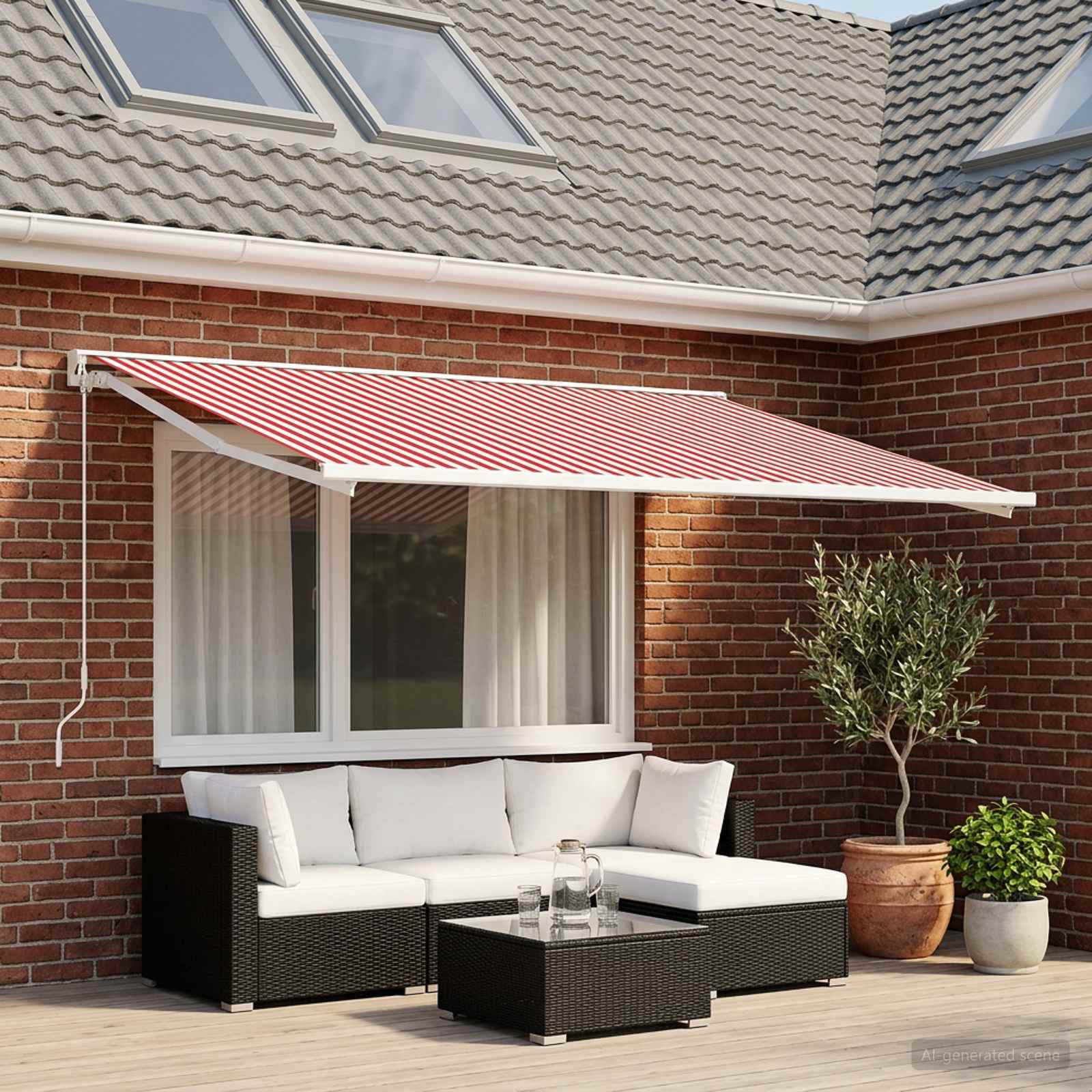Vervangingsdoek voor zonnescherm Rood en Wit 250 x 200 cm image 1