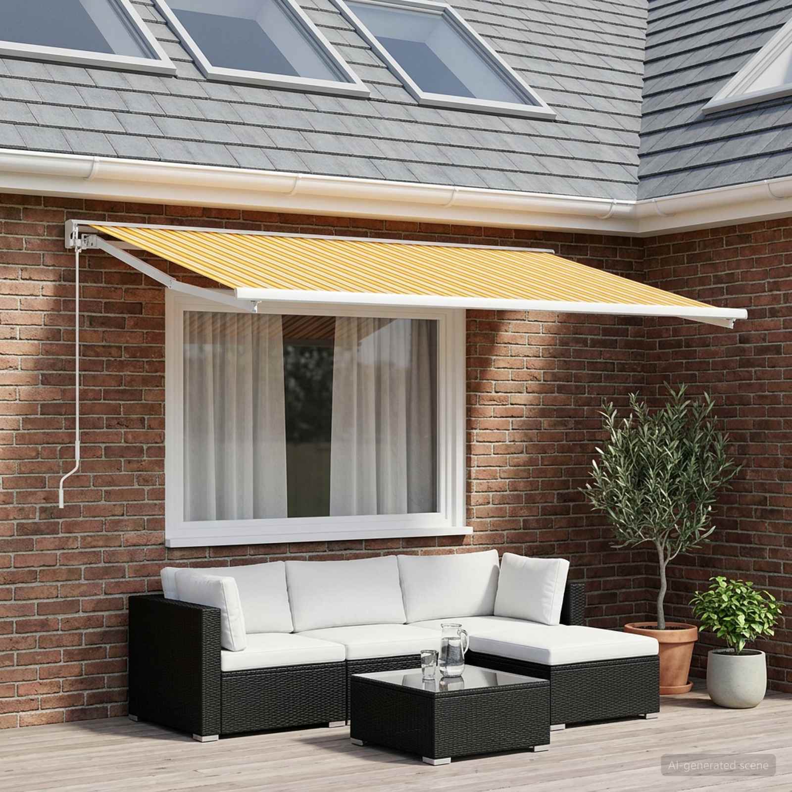 Vervangingsdoek voor zonnescherm Oranje en Zwart 300 x 200 cm image 1