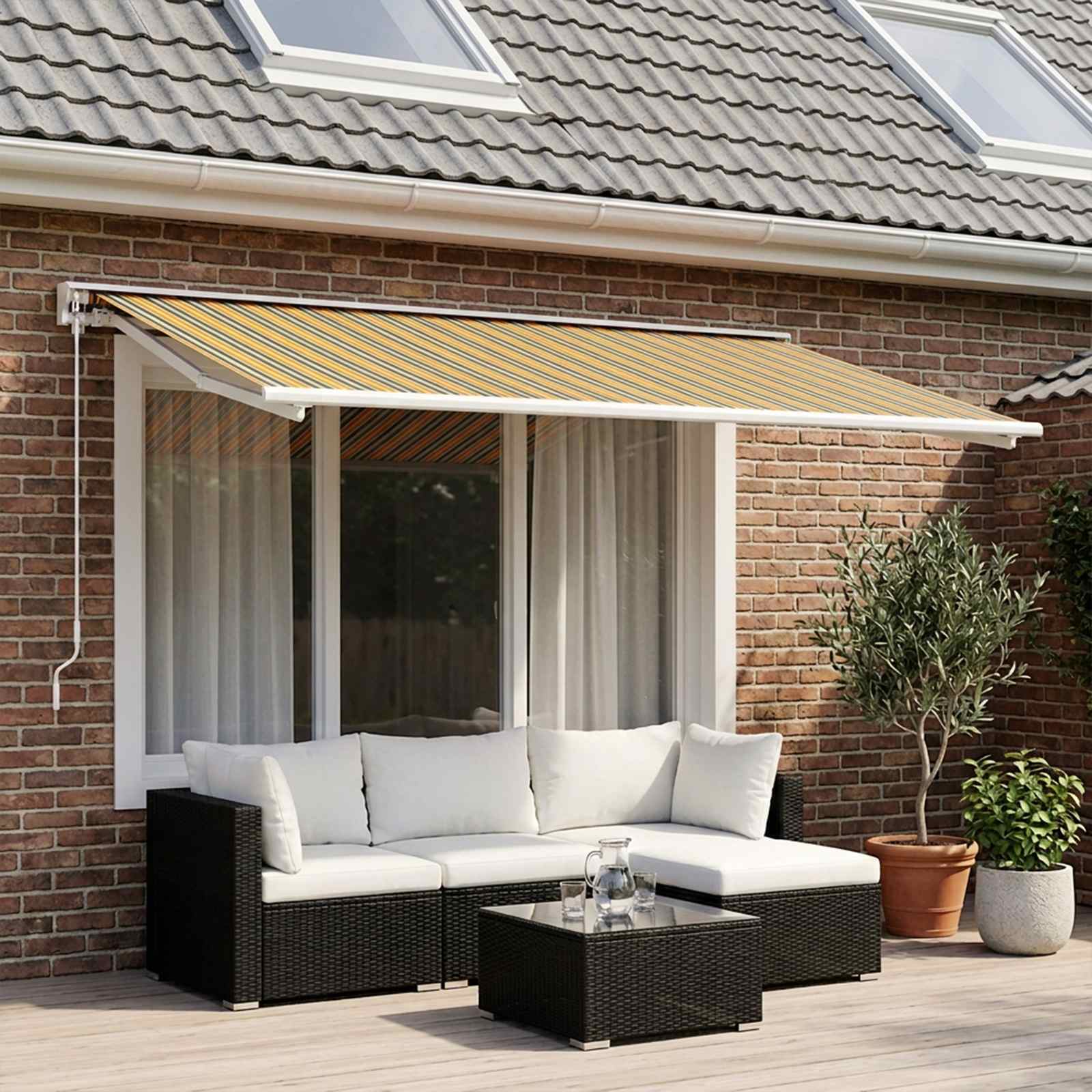 vidaXL Markisenersatzstoff Grün und Gelb 600 x 300 cm Polyester