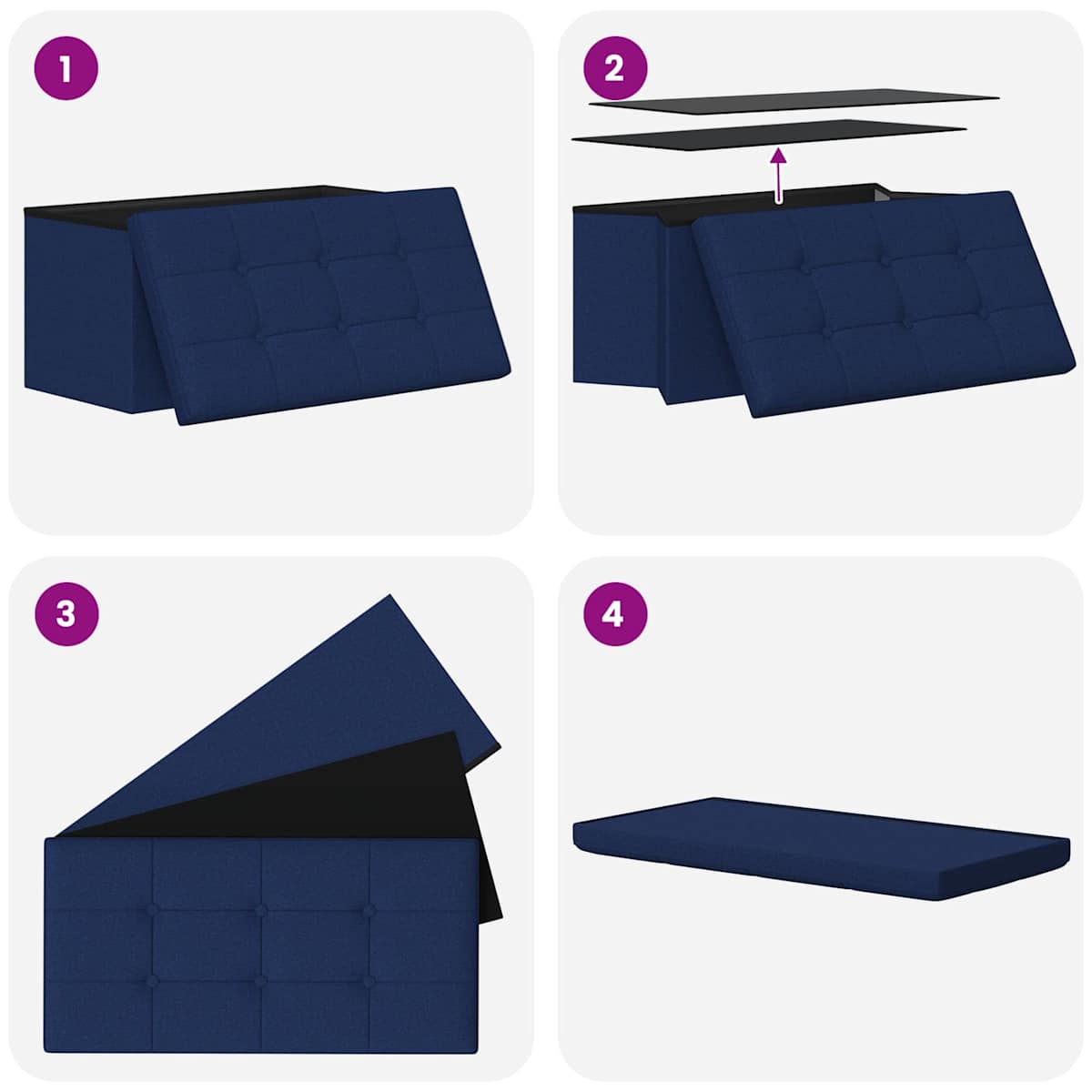 Foldbar opbevaringsbænk 180 kg 80 L Linned - Billede 7