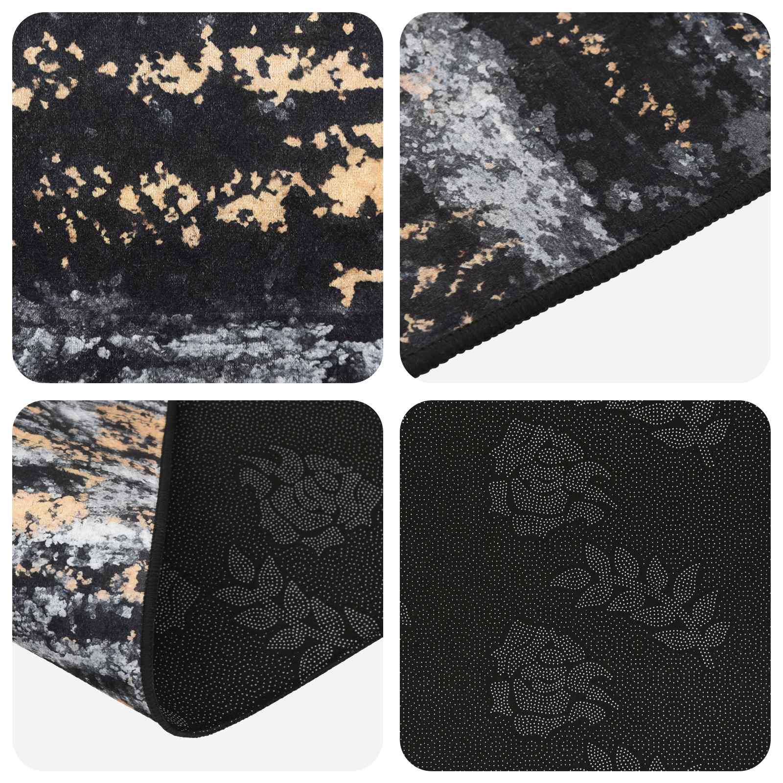Vloerkleedloper LESAKA Zwart en Goud 50 x 100 cm Diamantvelours image 3