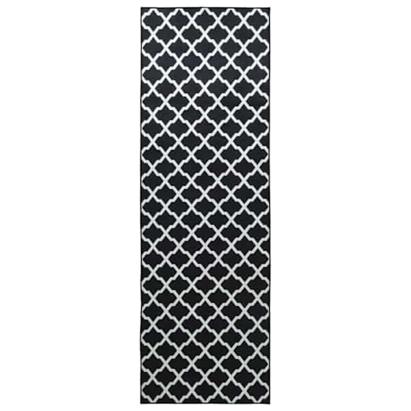 vidaXL Vaip R&auml;tikutoru LESAKA Must ja valge 80 x 450 cm Diamantveluur