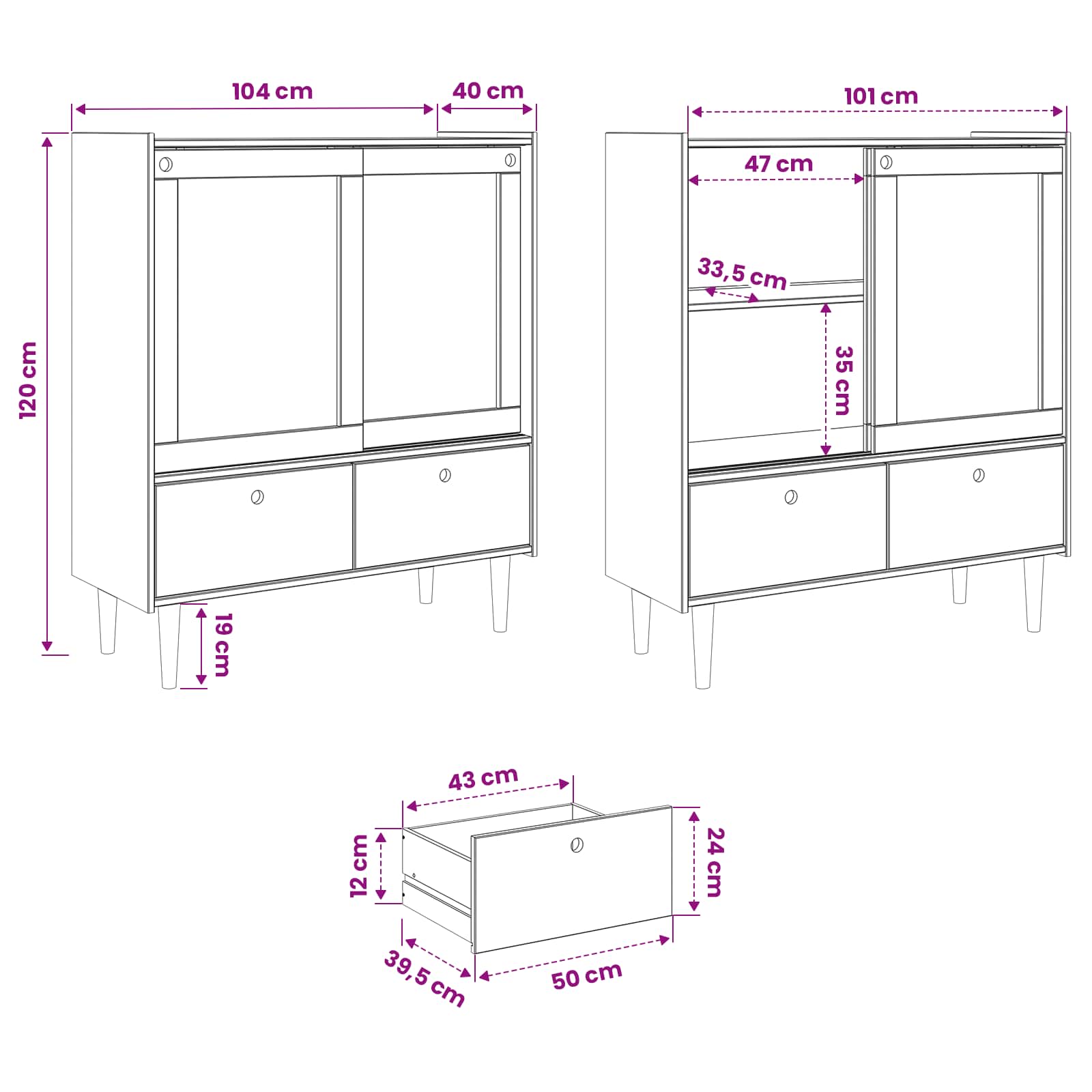 Cupboard BILBAO size guide