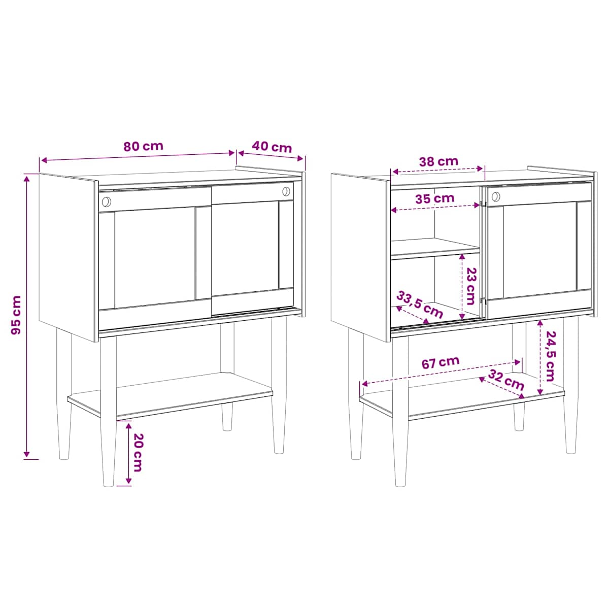 Konsolbord BILBAO Mørk karamel 80 x 40 x 95 cm - Billede 9