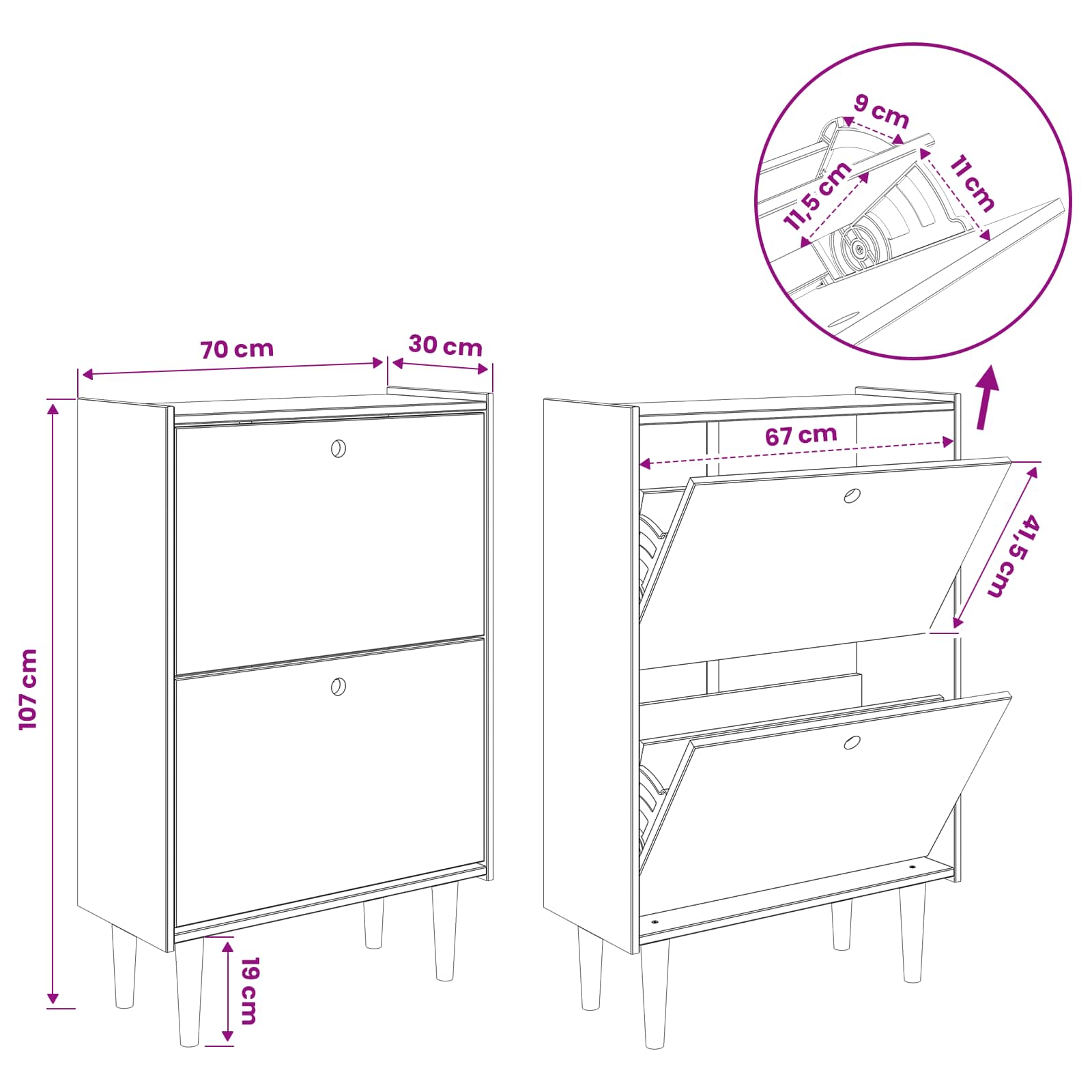 Shoe Rack BILBAO size guide