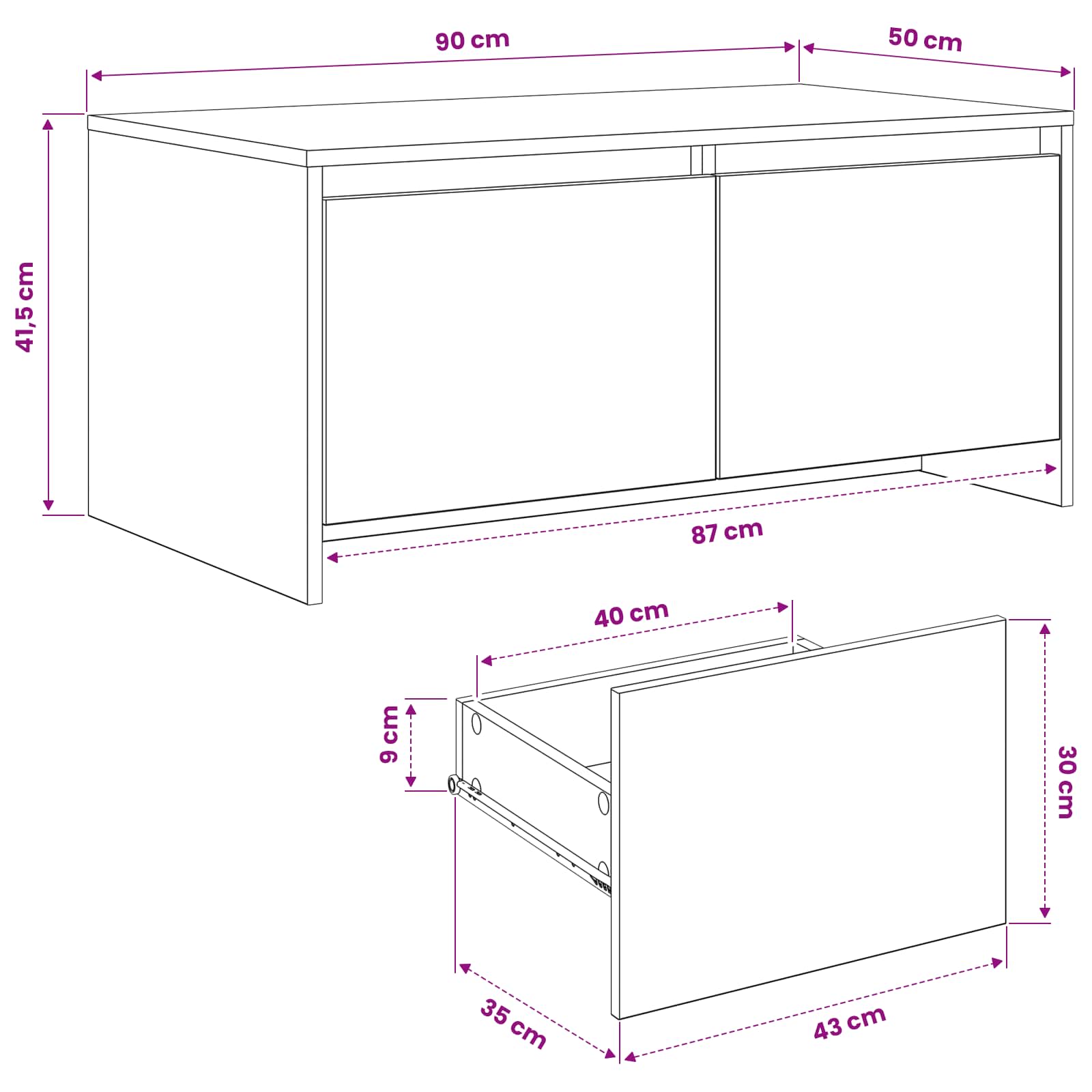 Klubska miza Artisan hrast 90 x 50 x 41,5 cm Konstruiran les