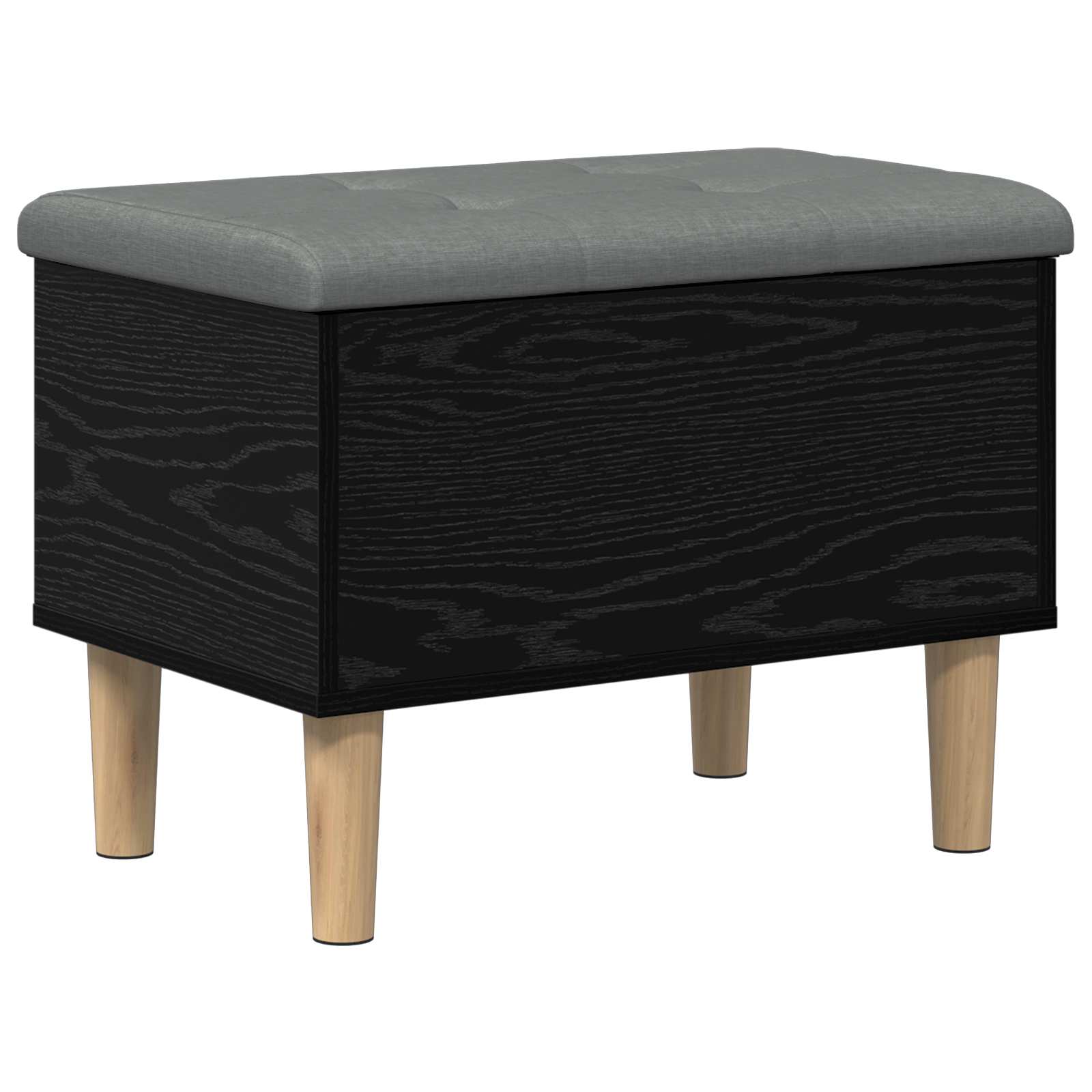 vidaXL Opbevaringsbænk med pude Sort eg 62 x 42 x 46 cm