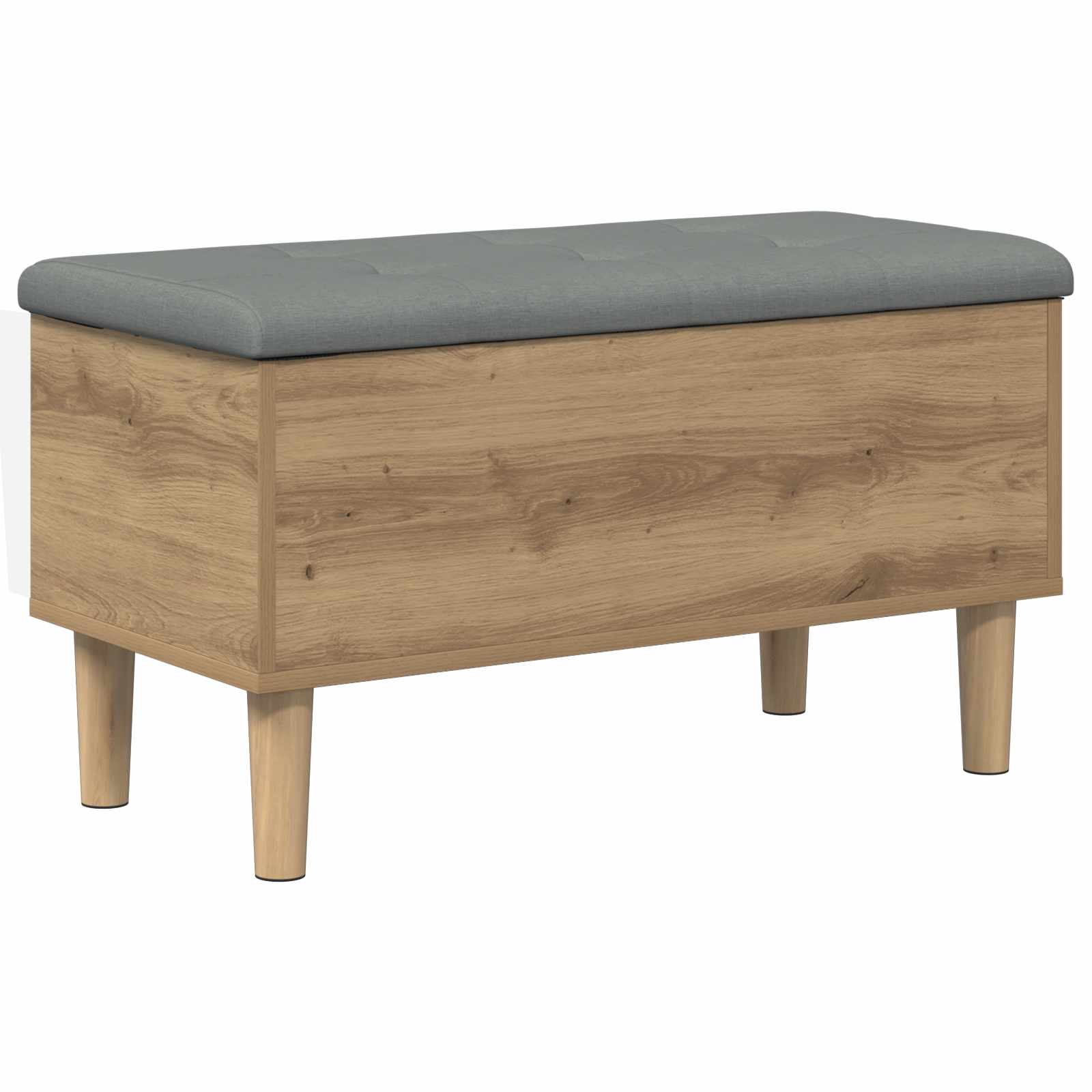 vidaXL Opbevaringsbænk med pude Artisan-eg 82 x 42 x 46 cm