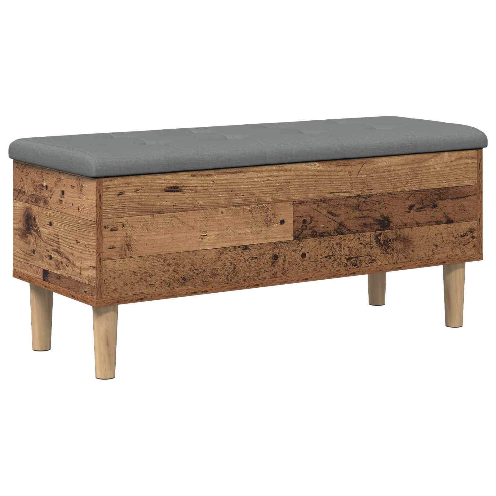 vidaXL Opbevaringsbænk med pude Egetræ 102 x 42 x 46 cm