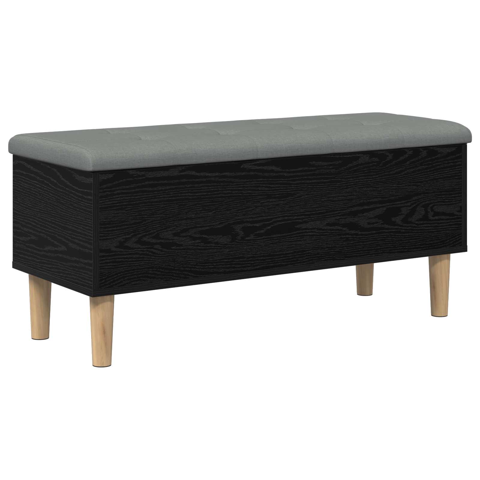 vidaXL Opbevaringsbænk med pude Sort eg 102 x 42 x 46 cm