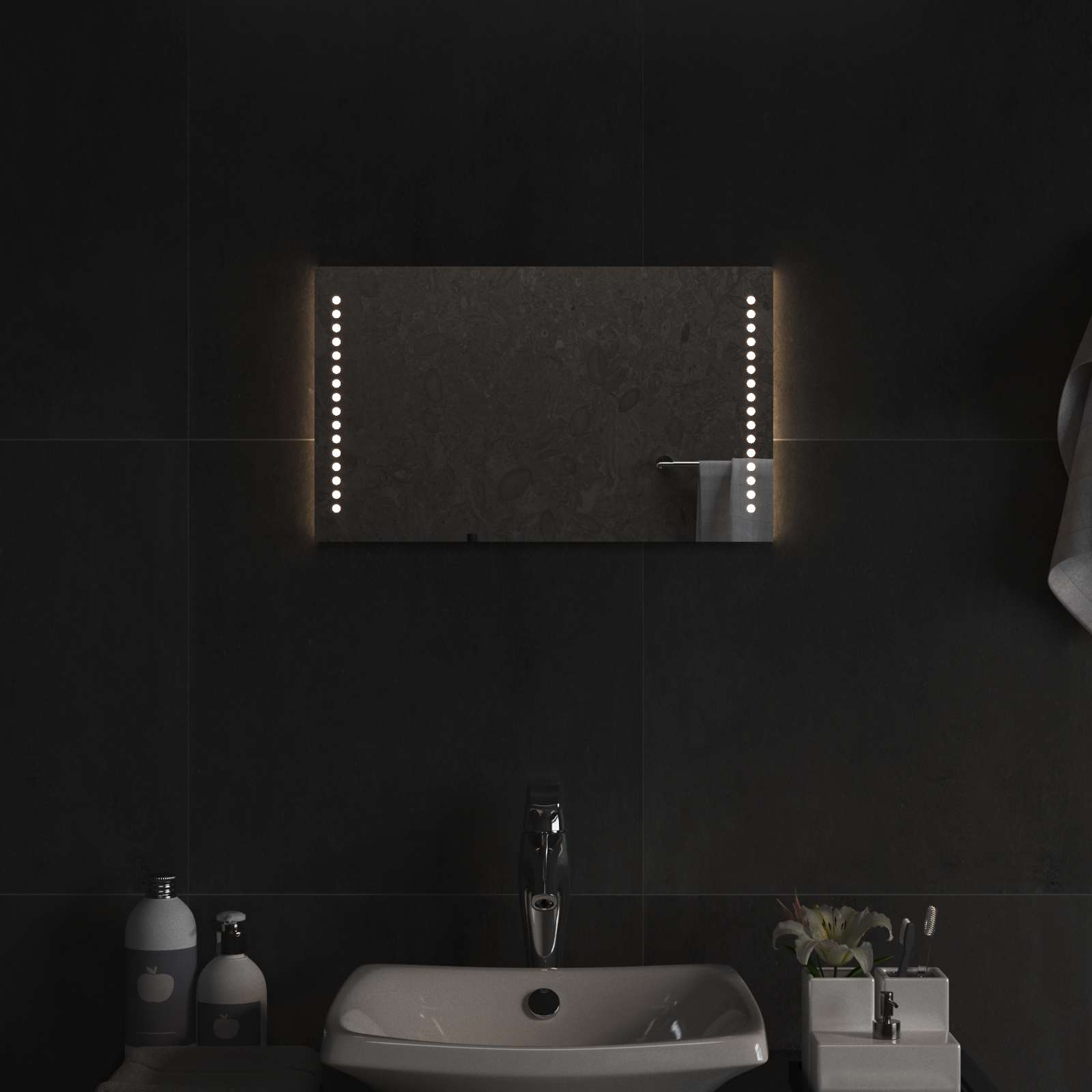 vidaXL - LED - Badkamerspiegel - Doorzichtig - 50 - x - 30 - cm - gehard - glas
