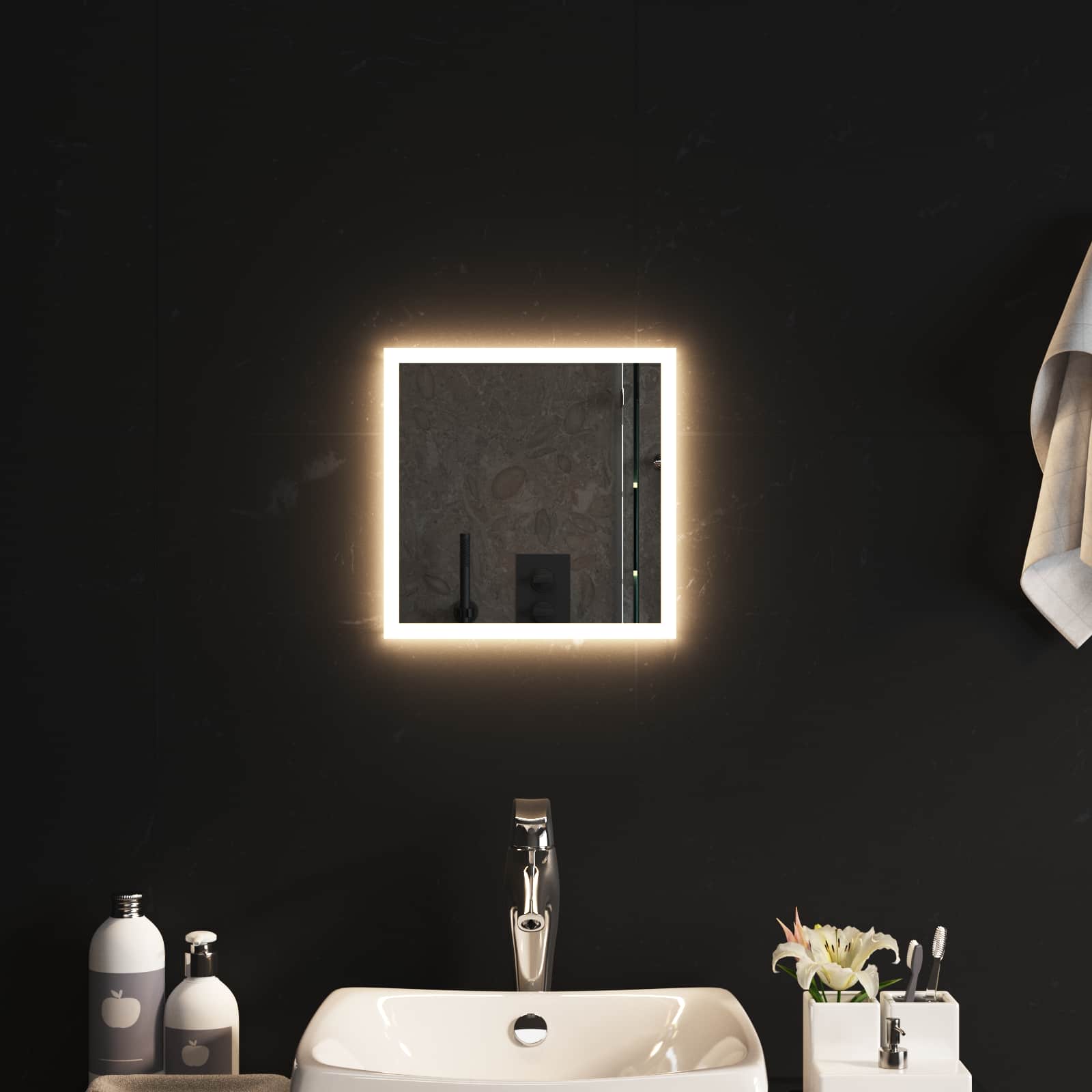 LED Badkamer Spiegel Transparant 30 x 30 cm gehard glas image 3