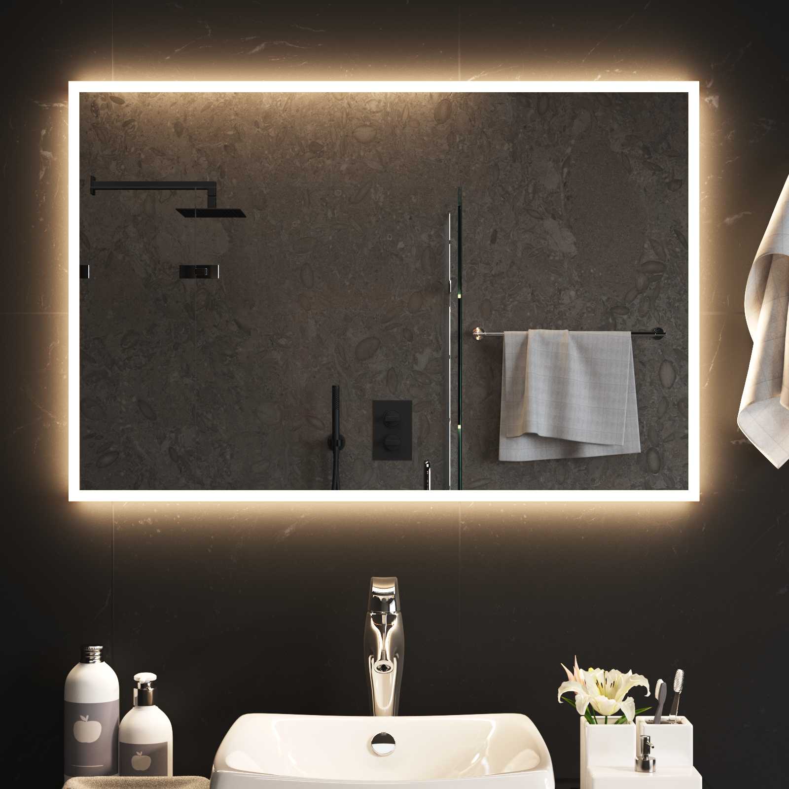 LED Badkamer Spiegel Transparant 90 x 60 cm gehard glas image 3