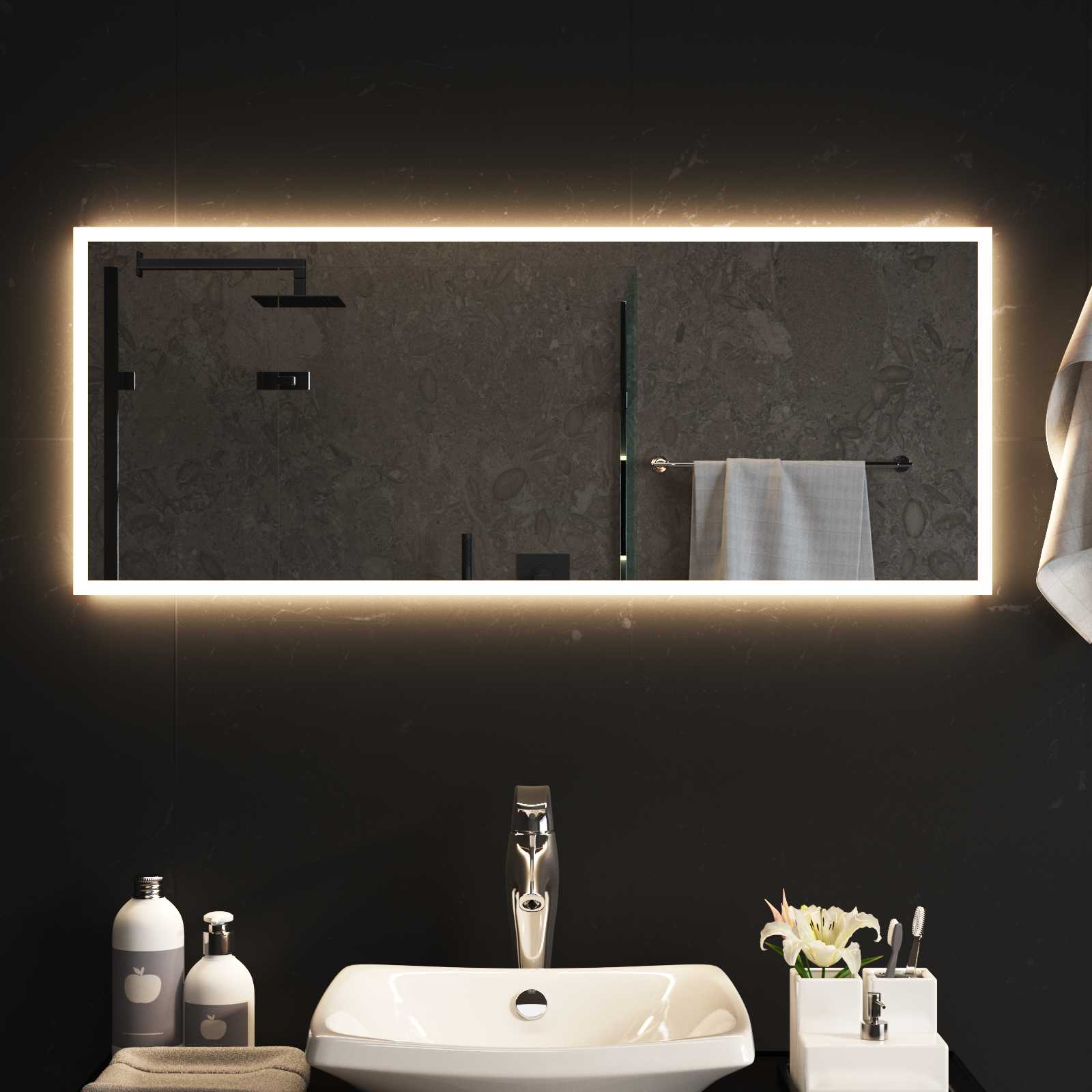 LED Badkamer Spiegel Transparant 100 x 40 cm gehard glas image 3