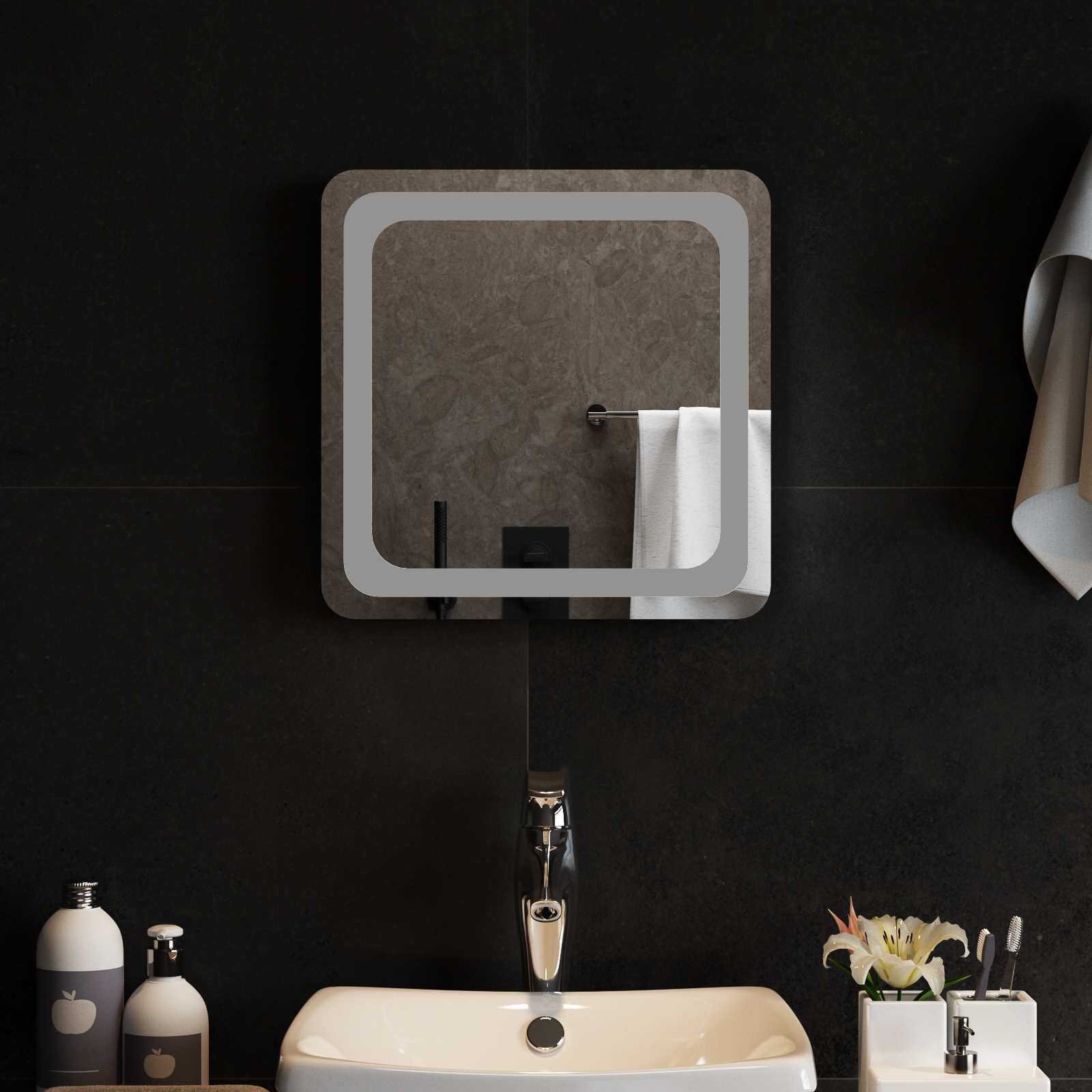 LED Badkamer Spiegel Transparant 40 x 40 cm gehard glas image 1