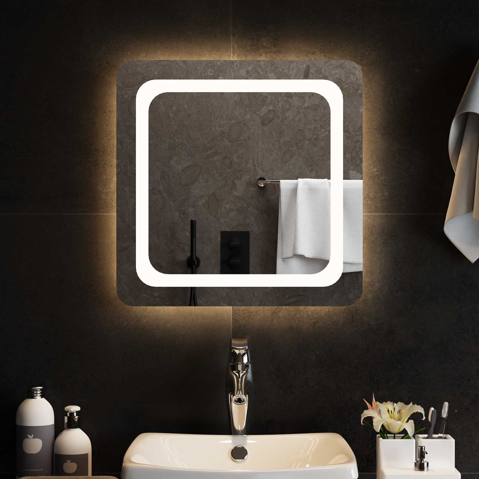 LED Badkamer Spiegel Transparant 50 x 50 cm gehard glas image 3
