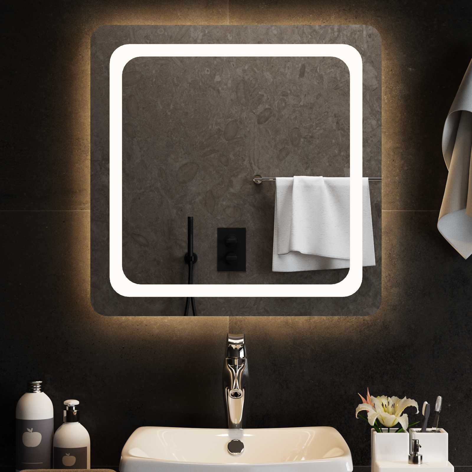 LED Badkamer Spiegel Transparant 60 x 60 cm gehard glas image 3