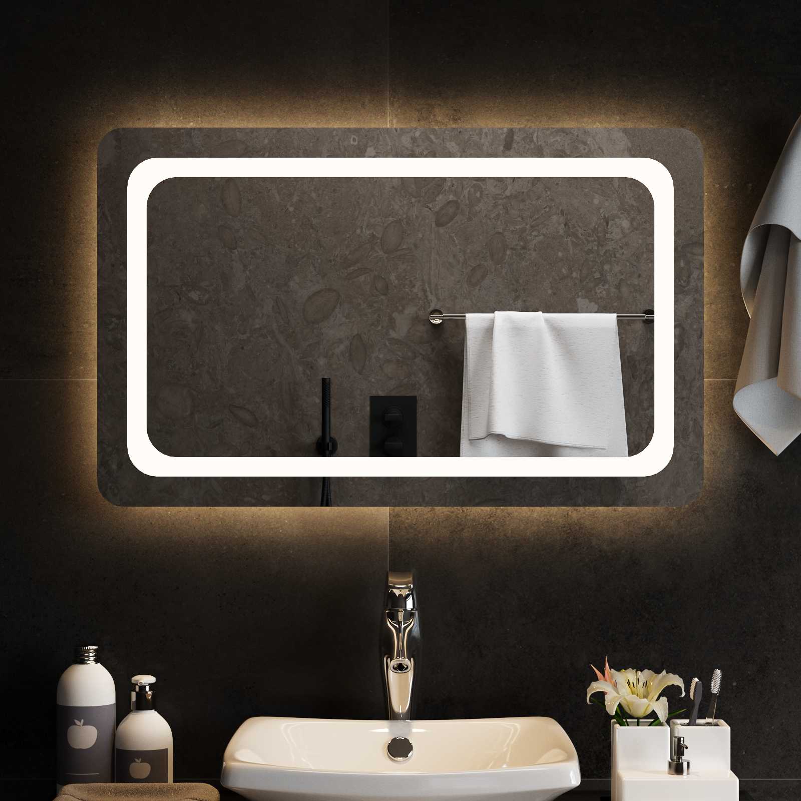 LED Badkamer Spiegel Transparant 80 x 50 cm gehard glas image 3