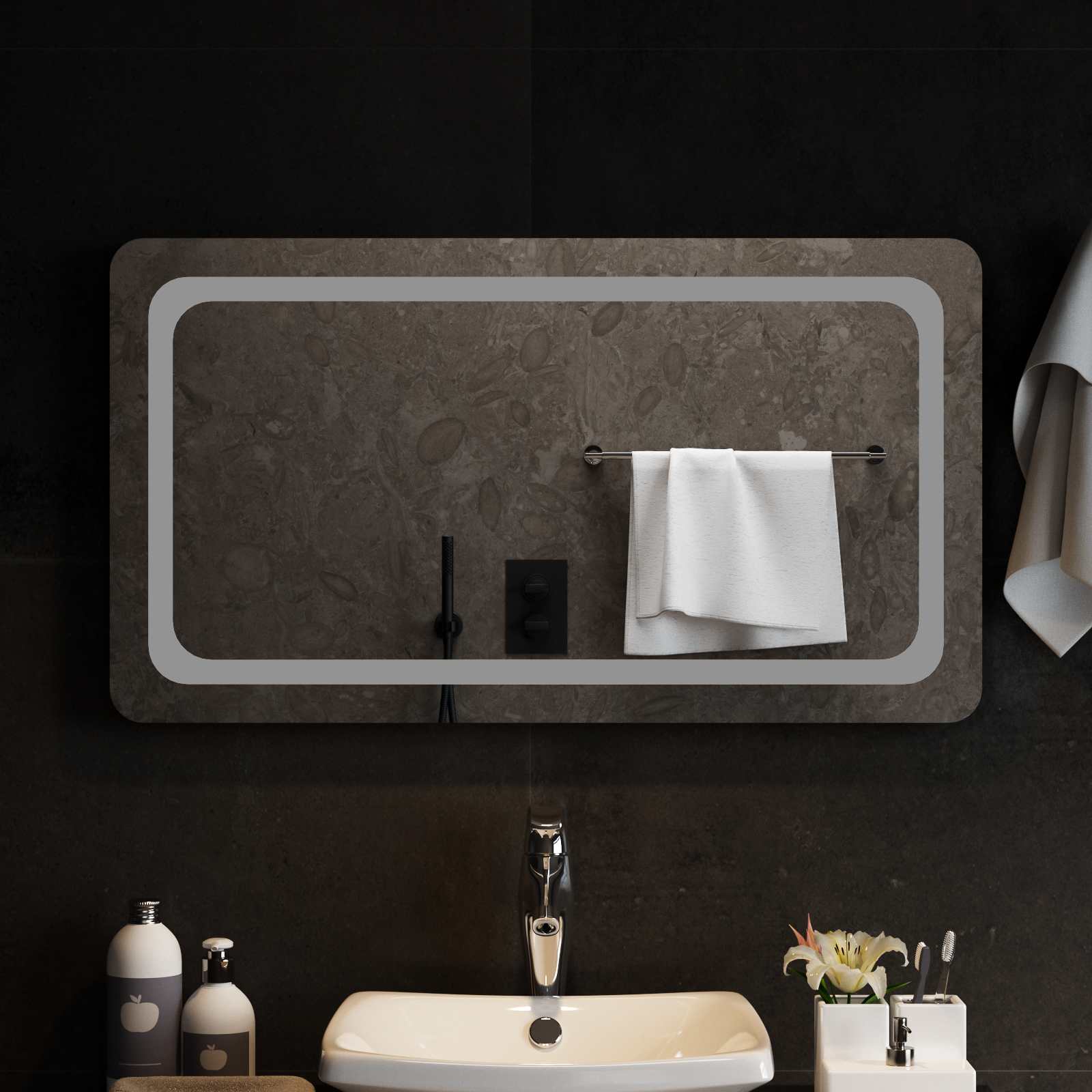vidaXL Oglindă de baie cu LED Transparent 90 x 50 cm sticlă securizată