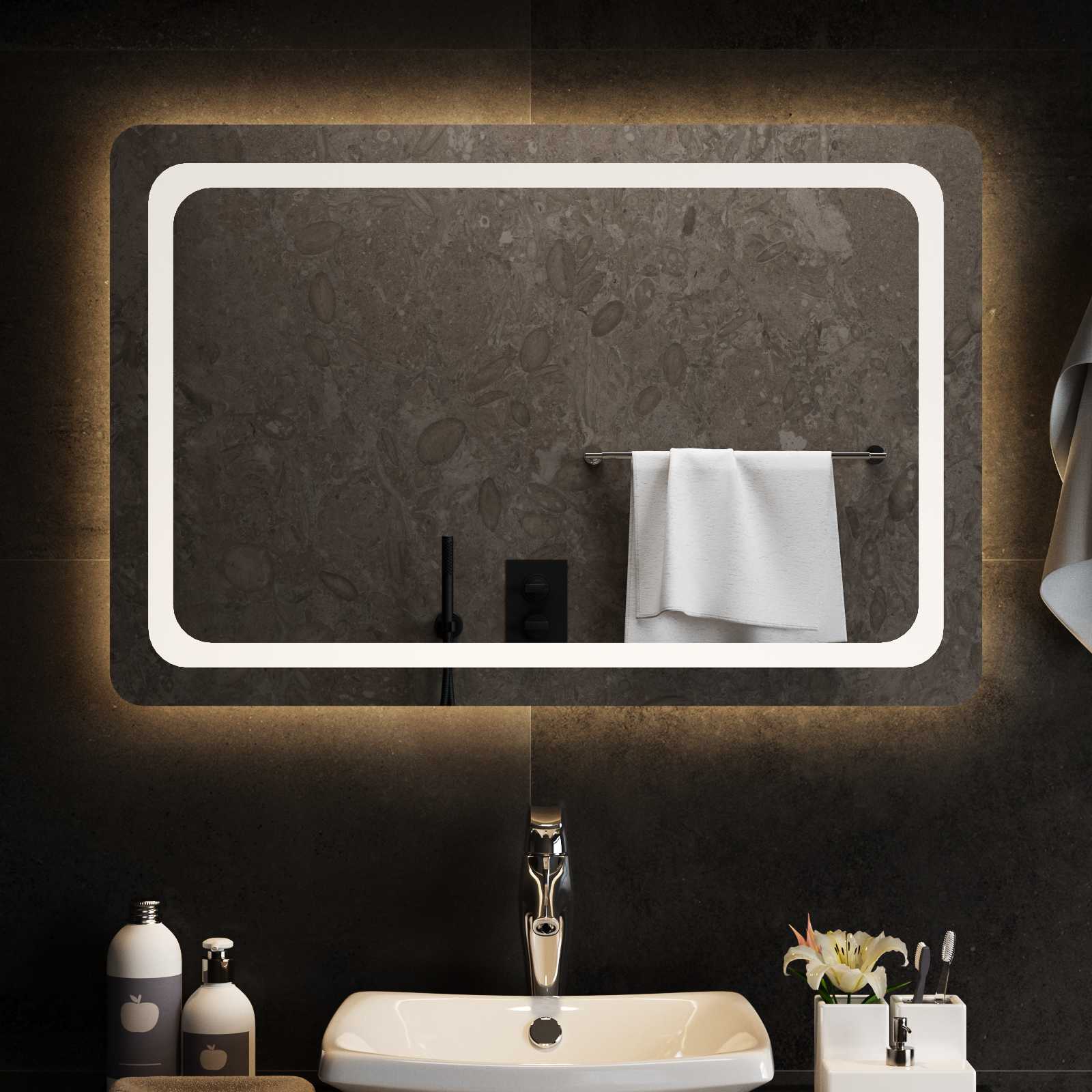 LED Badkamer Spiegel Transparant 90 x 60 cm gehard glas image 3