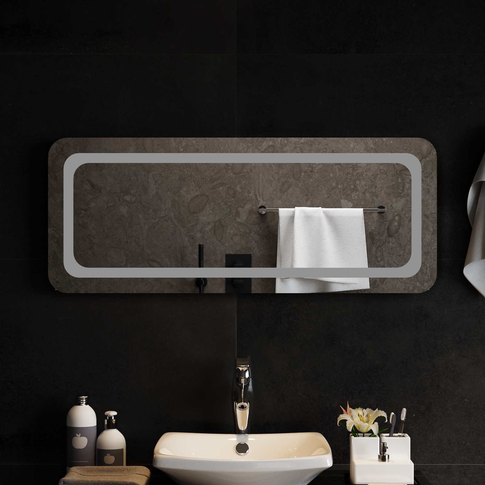 LED Badkamer Spiegel Transparant 100 x 40 cm gehard glas image 1