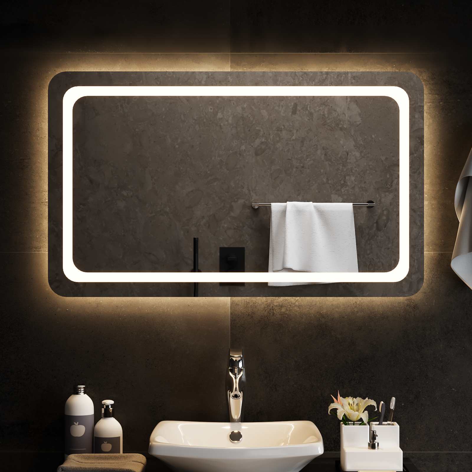 LED Badkamer Spiegel Transparant 100 x 60 cm gehard glas image 3