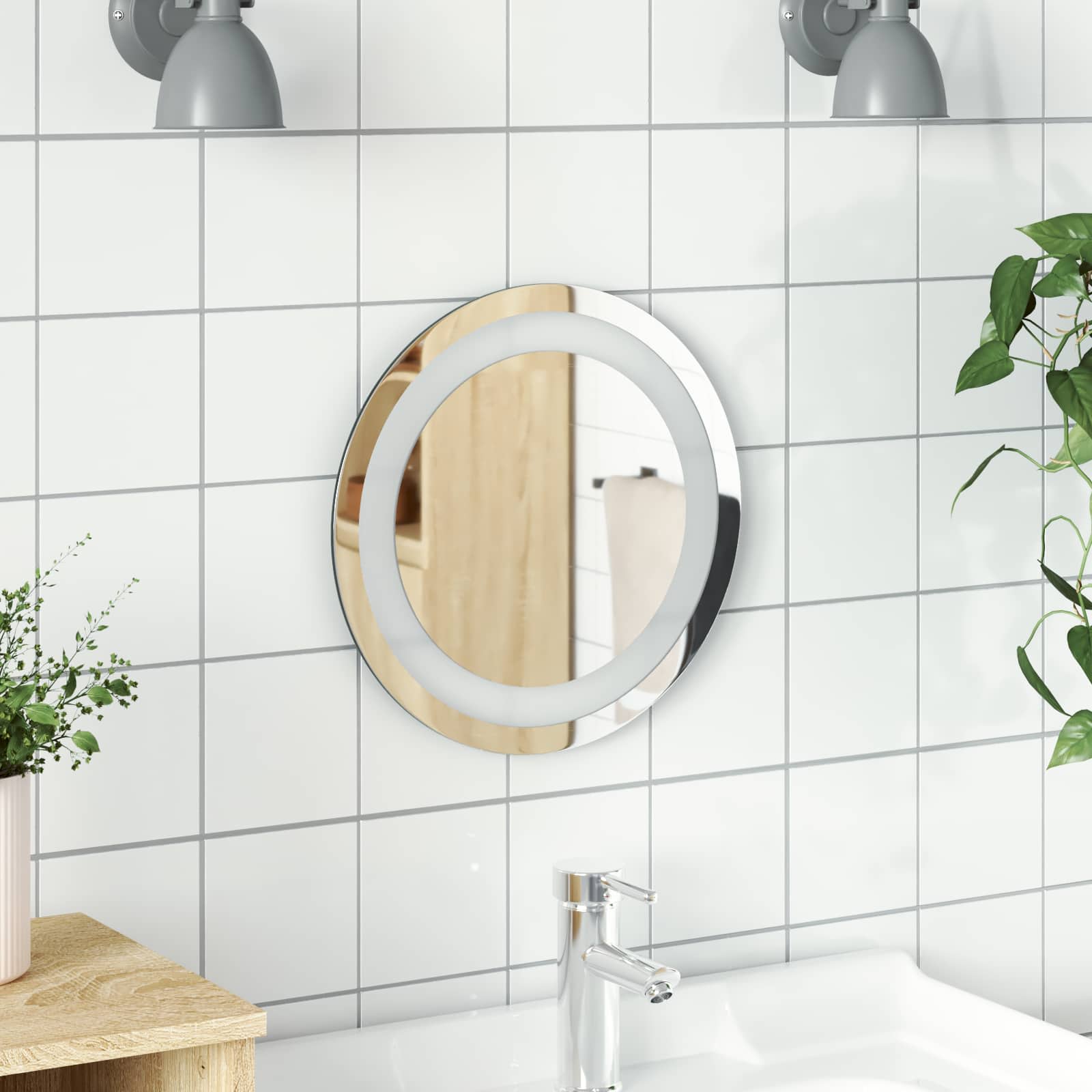 LED Badkamer Spiegel Transparant Ø 30 cm gehard glas – afbeelding 1