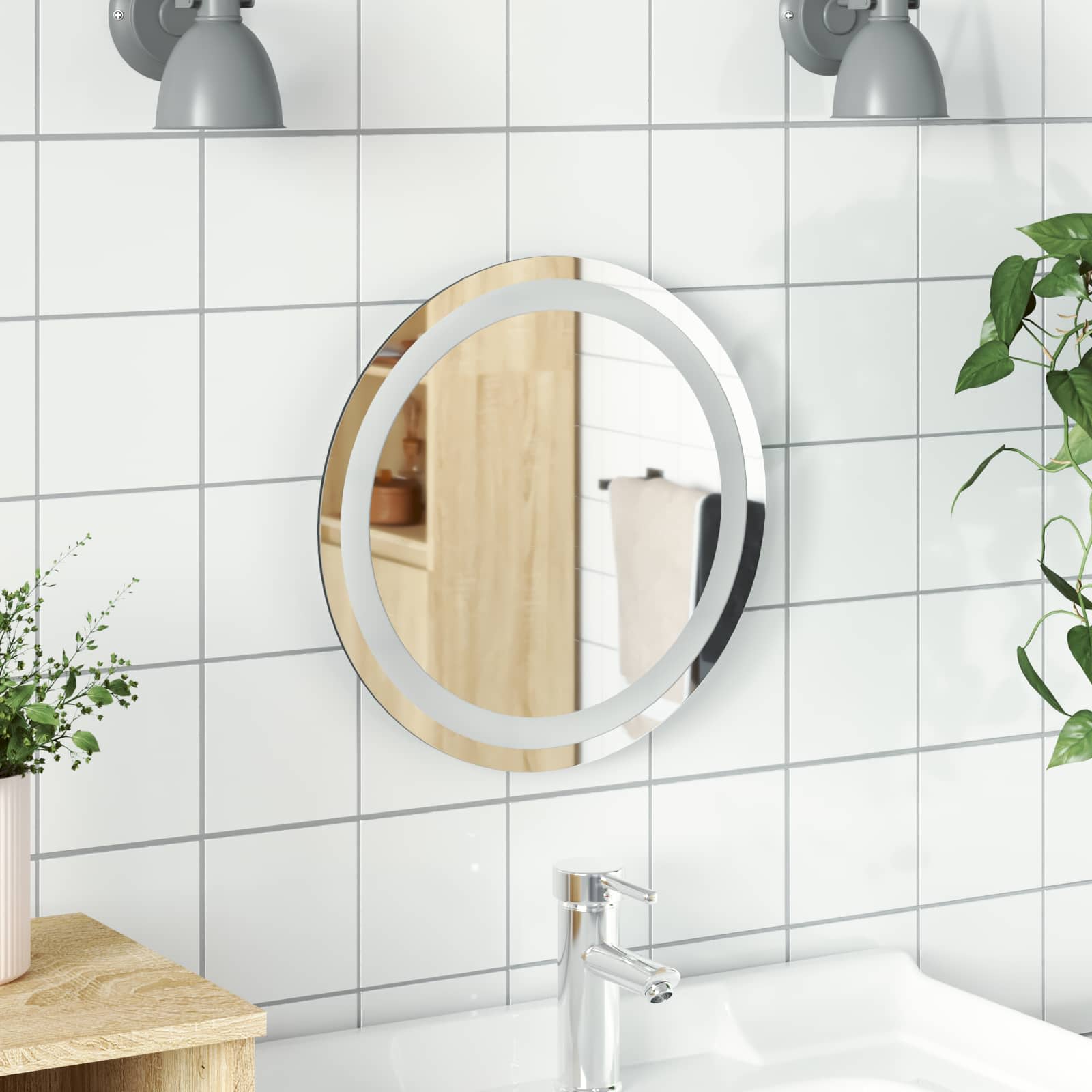 LED Badkamer Spiegel Transparant Ø 40 cm gehard glas image 1